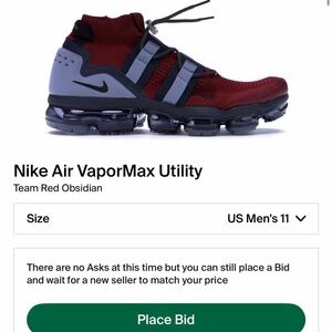 Nike Men's Air VaporMax Burgundy and Black Athletic Shoes